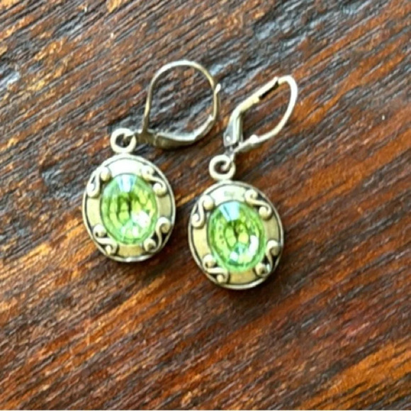 Sterling silver and green peridot French wire earrings from Sundance - Picture 4 of 7